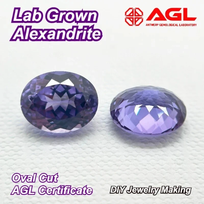 

Lab Grown Alexandrite Oval Cut Purple Color Charms Beads for DIY Jewelry Making Materials Selectable AGL Certificate