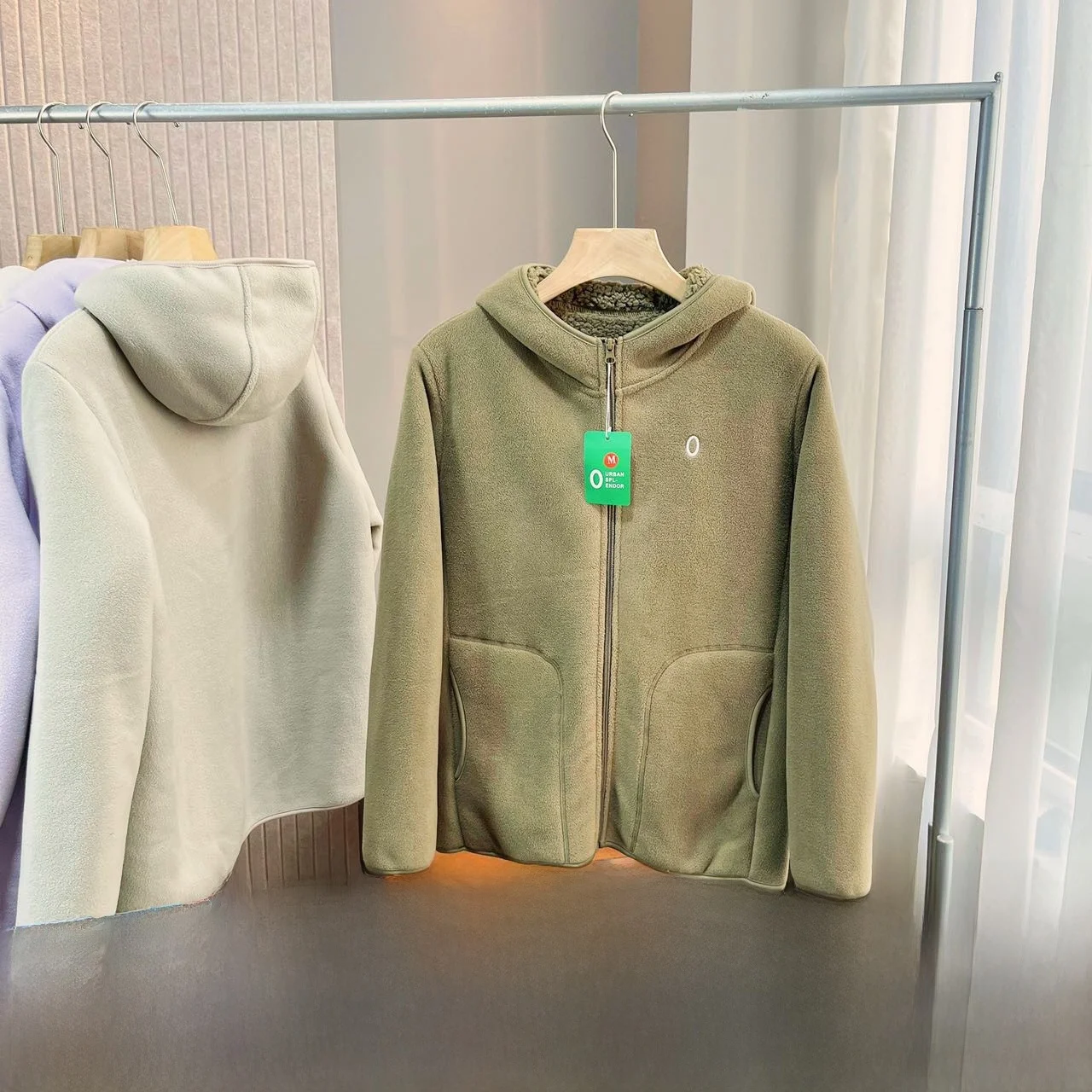 

Soft Fluffy Warm Hong Kong Order Winter Fce Lined Hooded Jaet ex Stand Fit Polyester Fiber Long Sve Zipper Clo...