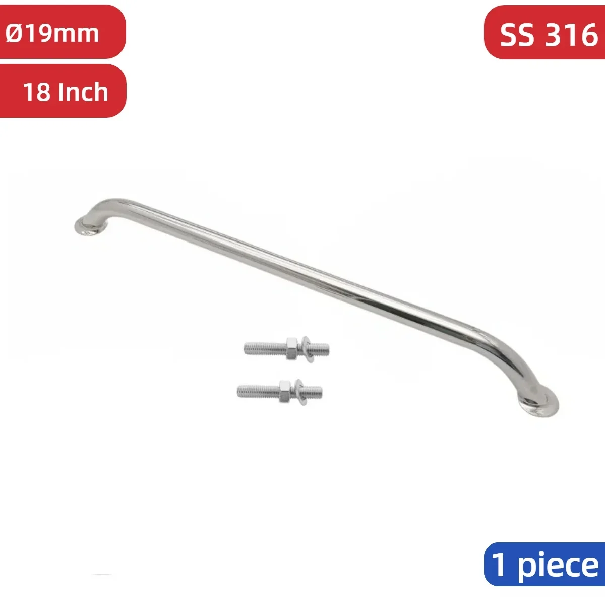 

Highco-Cast 460mm (18 Inch) Handrail Grab Handle 316 Stainless Steel Door Handle Boat Mirror Polished