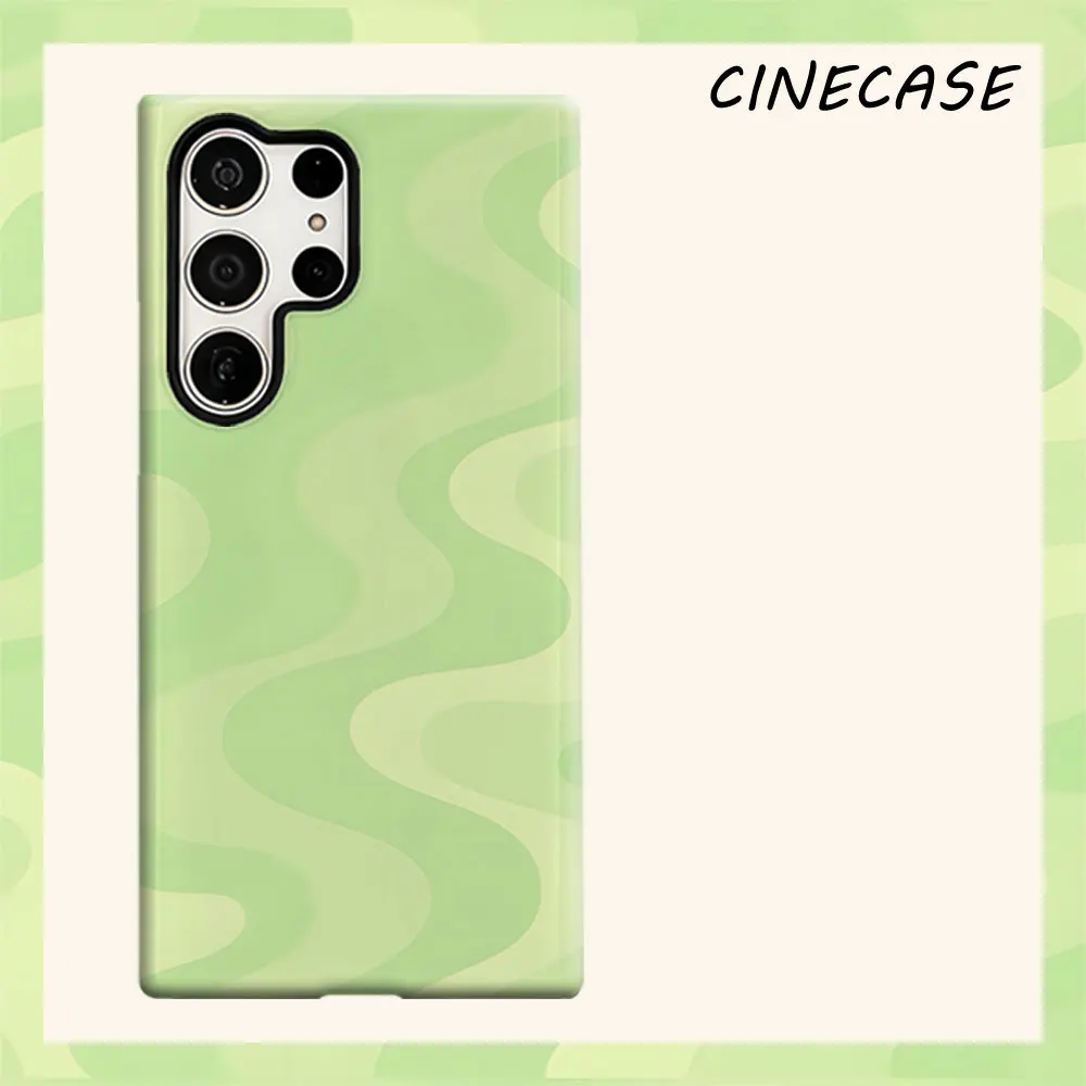 Mint Soft Wave Texture For Samsung Galaxy S26 S25 S24 A56 A36 Dual Layer Luxury Fashion Full Lens Protective Case