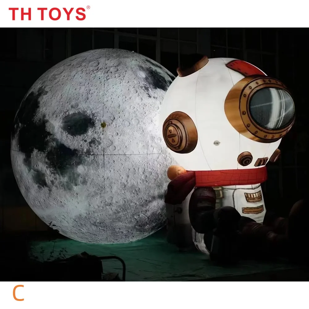 Spedizione aerea rapida a domicilio, astronauta gonfiabile con palloncino a forma di luna, illuminazione a LED, modello di astronauta gonfiabile