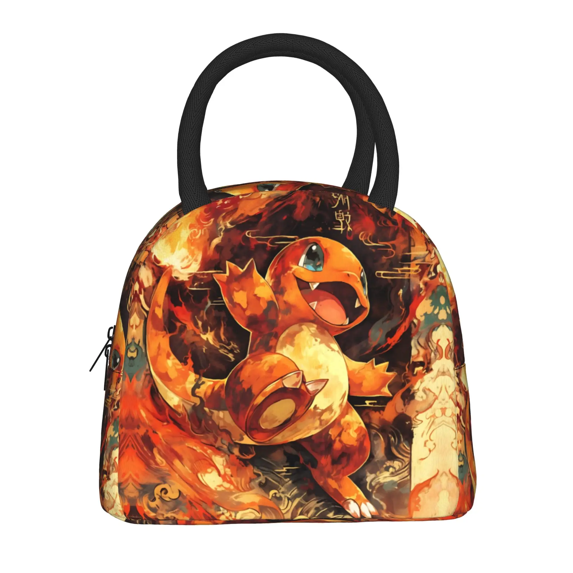 Pokemon Theme Charmander Fire Handbag Insulated Lunch Bag Meal Pack Rice Bag  bolsa Student Bento Lunch Handbag Insulation