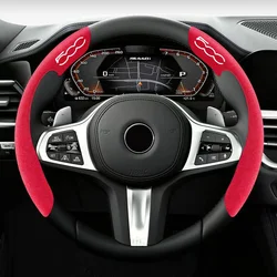 Car Steering Wheel Cover black suede leather for Fiat 500 500c Punto junto Panda Abarth Tipo bravo 500 Car Steering Wheel Cover