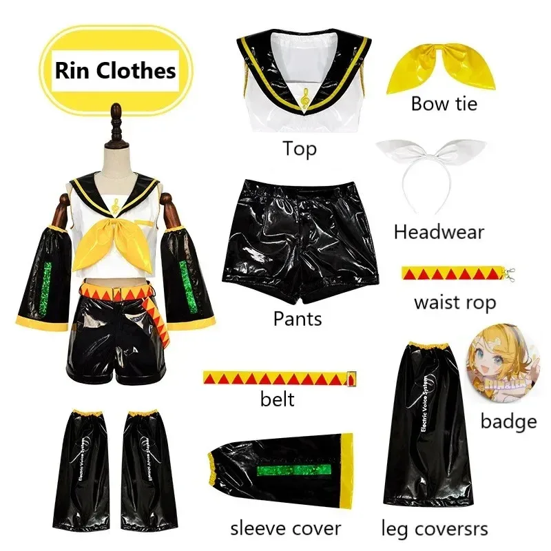 Anime Kagamin Len/Rin Cosplay Costume Rin Kagamin Uniform Len Outfits Iinclude Sleeves Leggings Headwear for Comic Con Outfits