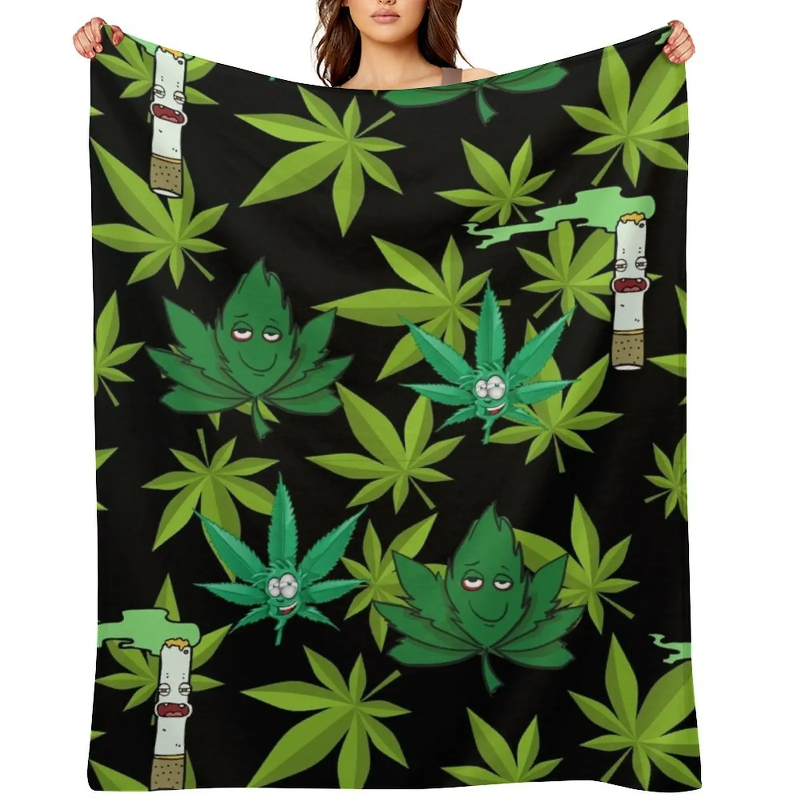 

Weed Pattern Throw Blanket Hair Single Softest Thermal Blankets