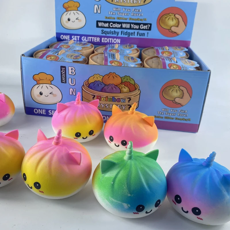 Colorful Unicorn Buns Pinch Music Slow Rebound Decompression Toy Artifact Simulation Small Cage Bag Shape Vent Desktop Ornament