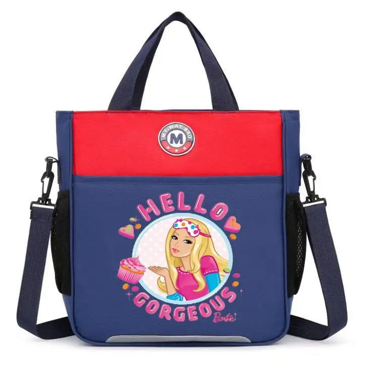 

Kawaii Cartoon Barbie Cross Body Printed Canvas Shoulder Bag Student Stationery School Handbag Cute Shopping Storage Study Bag