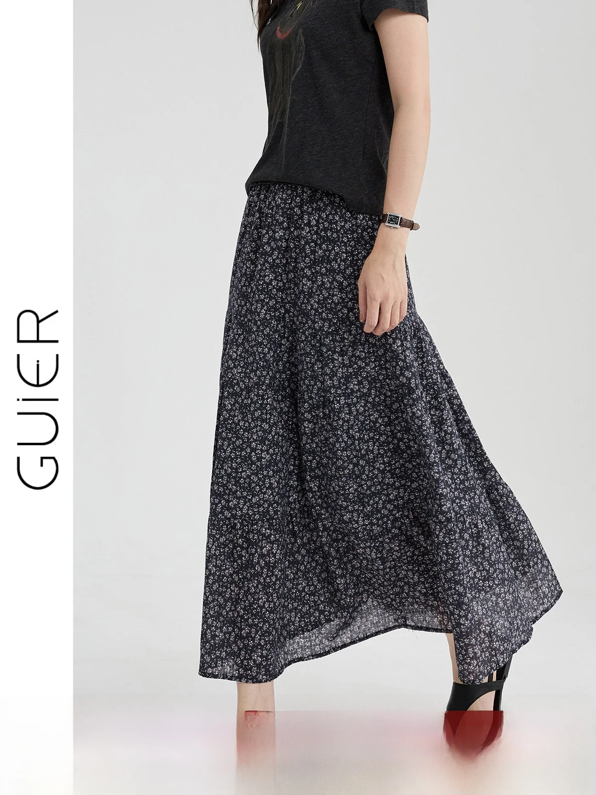 

Юбка А-силуэта с цветочным принтом, с завышенной талией, стройнящая, в стиле ретро, женская летняя юбка с пэчворком, элегантная, женственная, свободного кроя, на эластичной резинке