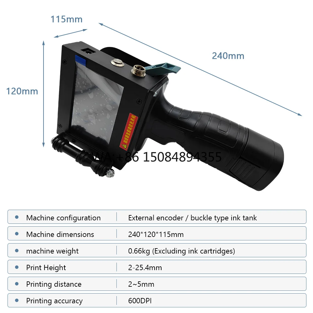 Ergonomic Handheld Inkjet Printer Smart Batch Coder for Drinking Bottle Packaging Compliance Ready Global