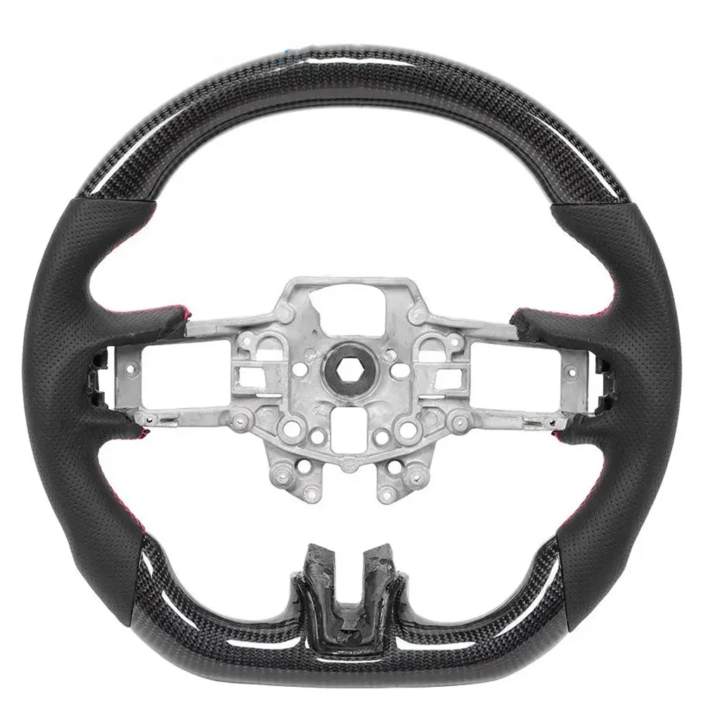 Real Carbon Fiber Heated Steering Wheel Perforated Leather for 2015-2023 Ford Mustang GT EcoBoost Shelby Sport Racing Wheel