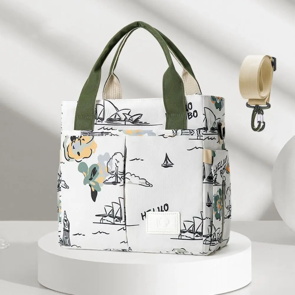 Portable Waterproof Mommy Handbag Oxford Printing Baby Diaper Bag Large Capacity Solid Color Baby Care Bag Travel