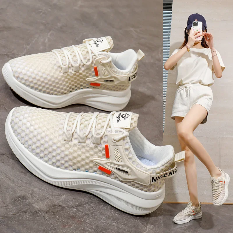 

Mesh breathable summer women's shoes casual outdoor running tennis luxury thick sole sports hiking designer slippers