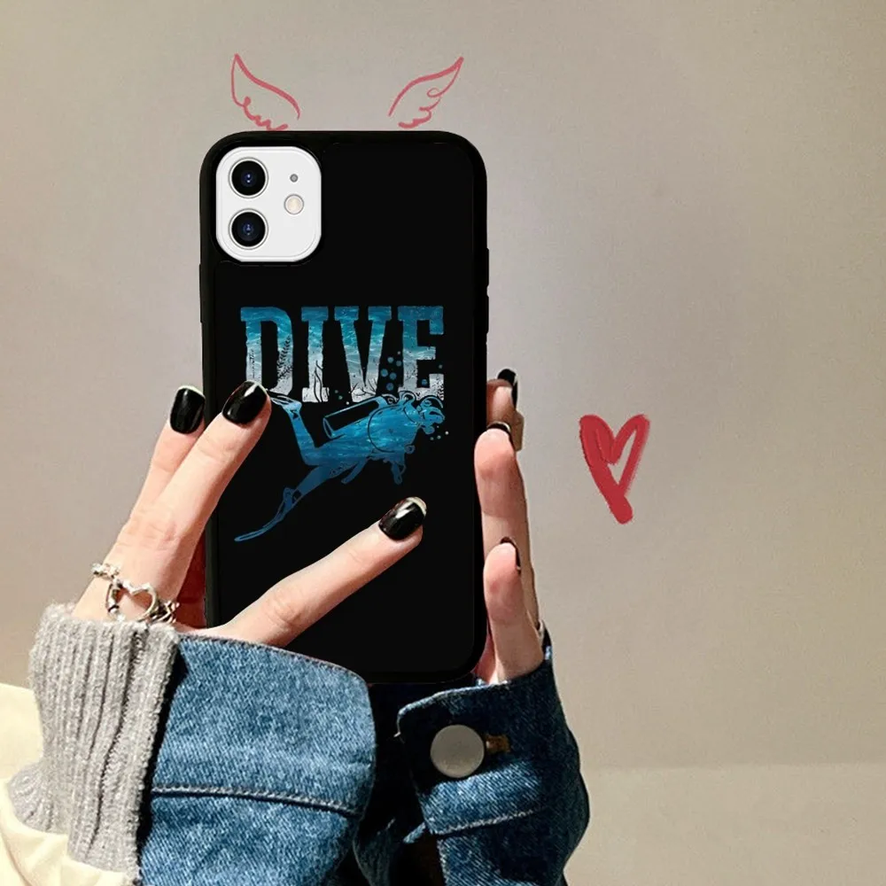 Scuba Diver Diving Phone Case Silicone PC+TPU For For IPhone 11 12 13 14 15 16 Plus Pro Max Cover