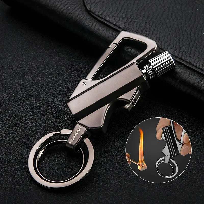 2024 Multifunctional Keychain Kerosene Lighter Beer Bottle Opener Outdoor Portable Igniter Smoking Accessories Gadgets For Men