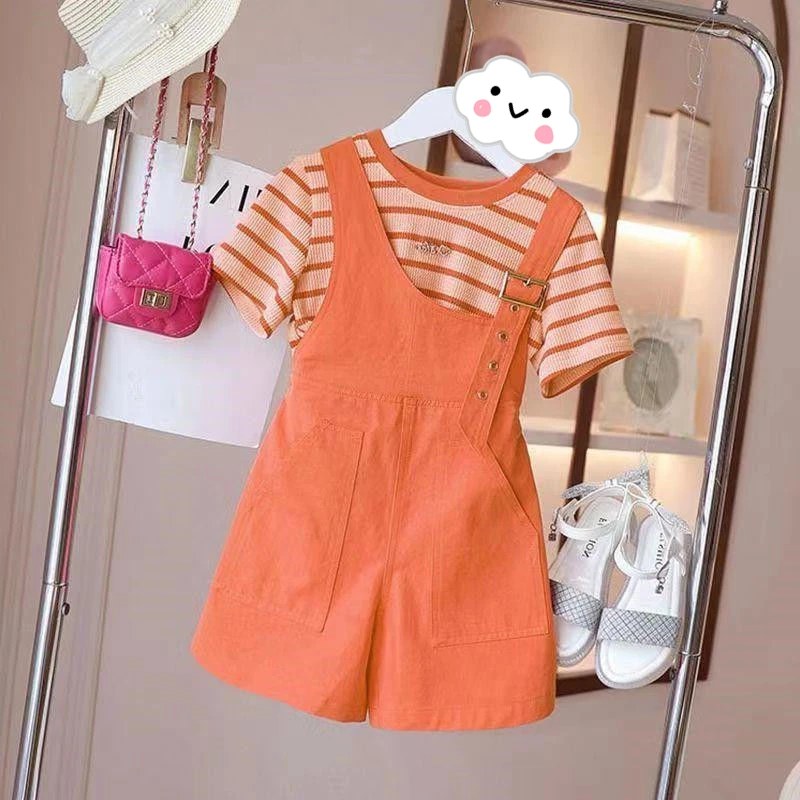 

Милый летний тонкий комбинезон для девочек, модный однотонный комбинезон для маленьких девочек, шорты, детские повседневные универсальные комбинезоны