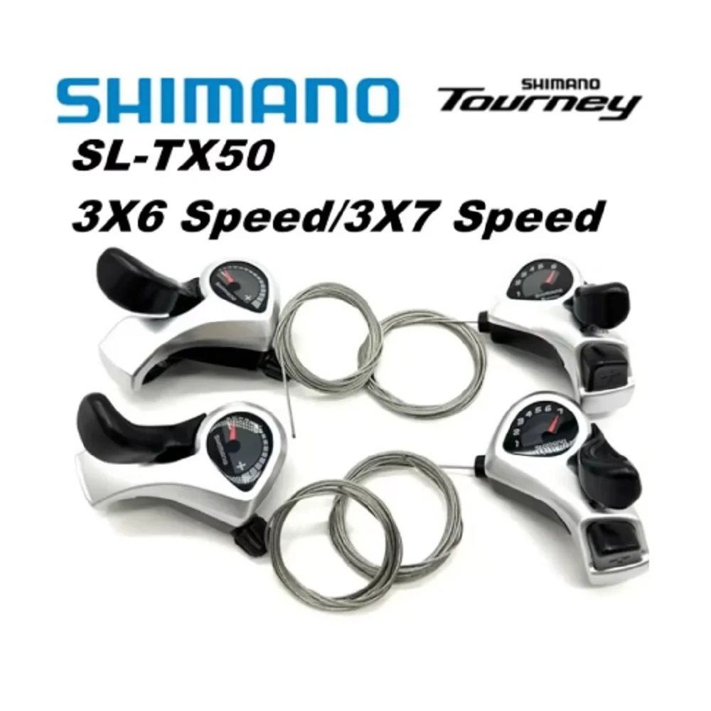 Alavanca de Câmbio Shimano TX50 Tourney SIS SL-TX50 para Bicicleta 3x6v 3x7v 3v Esquerda 6v Direita 7v 18 21 Velocidades Par de Trocadores TX50 Cabo de Câmbio