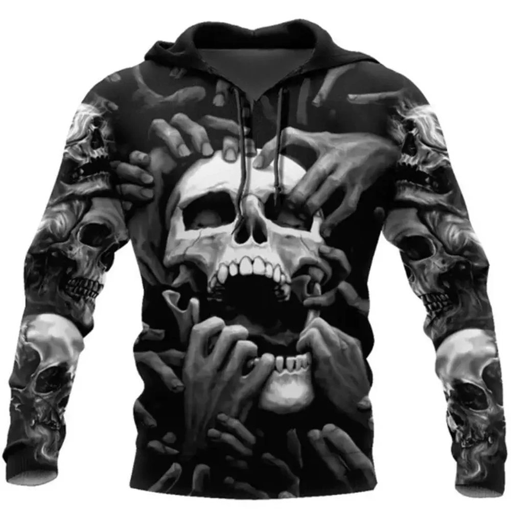 

New Skull Graphics Men's Hoodie Tops 3D Fashion Unisex Sweatshirt Winter and Autumn Hip Hop Oversized Casual Tracksuit Clothing