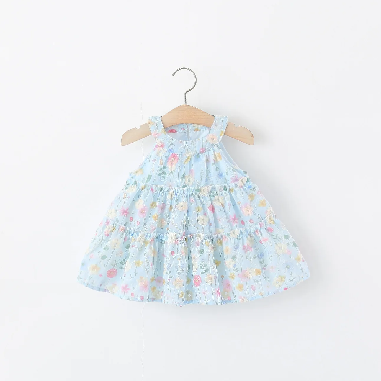 6 Months -3 Years Summer New Baby Girl Dress Sleeveless Sweet Flower Fashionable Vacation Style Cute Girl Daily Outdoor Dress