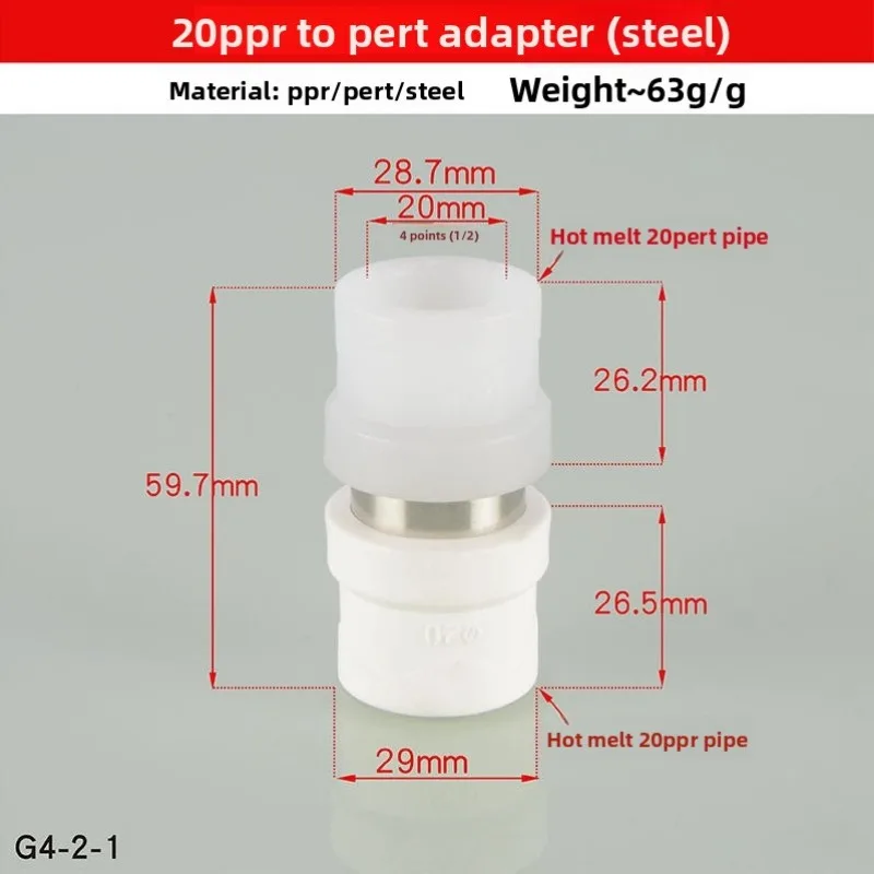 موصل PPR إلى PE إلى 4 دقائق 6 دقائق 1 بوصة موصل تحويل PERT ملحقات أنابيب المياه 20/25/32/40/50/63 #2