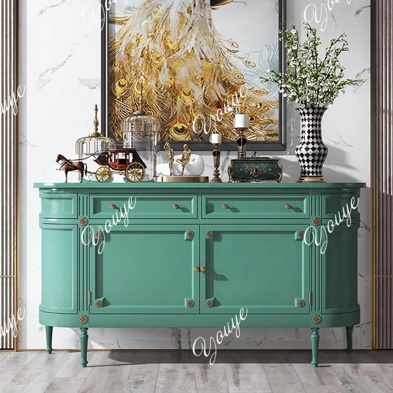 

Роскошный входной шкаф, европейский неоклассический фойе, декоративный шкаф, простой полукруглый дуговой обеденный боковой шкаф, изготовленный на заказ