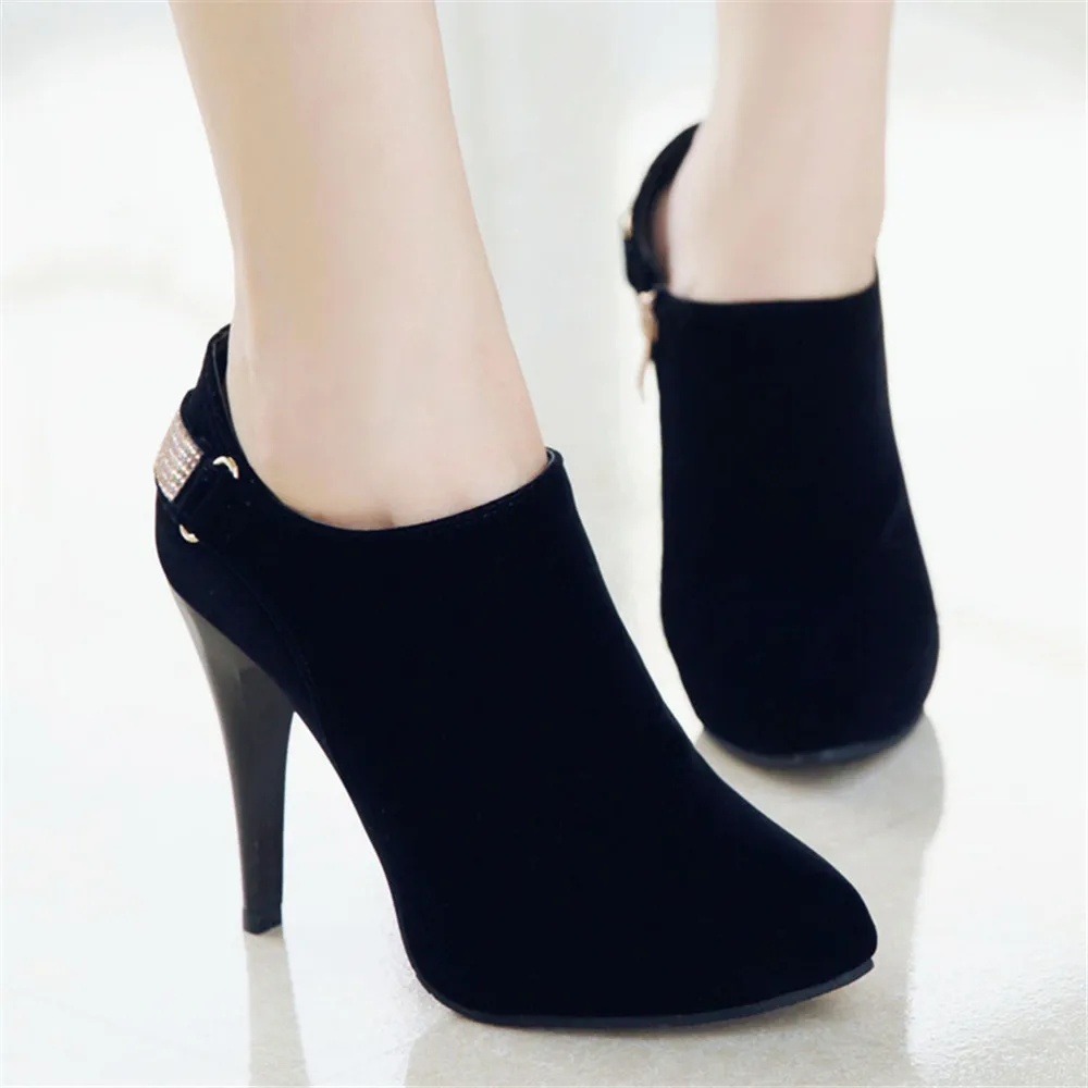 Spring Autumn New High-heeled Ankle Boots Sexy Fashion Boats for Women Rhinestone Thin Heeled Platform Short Booties Femininas