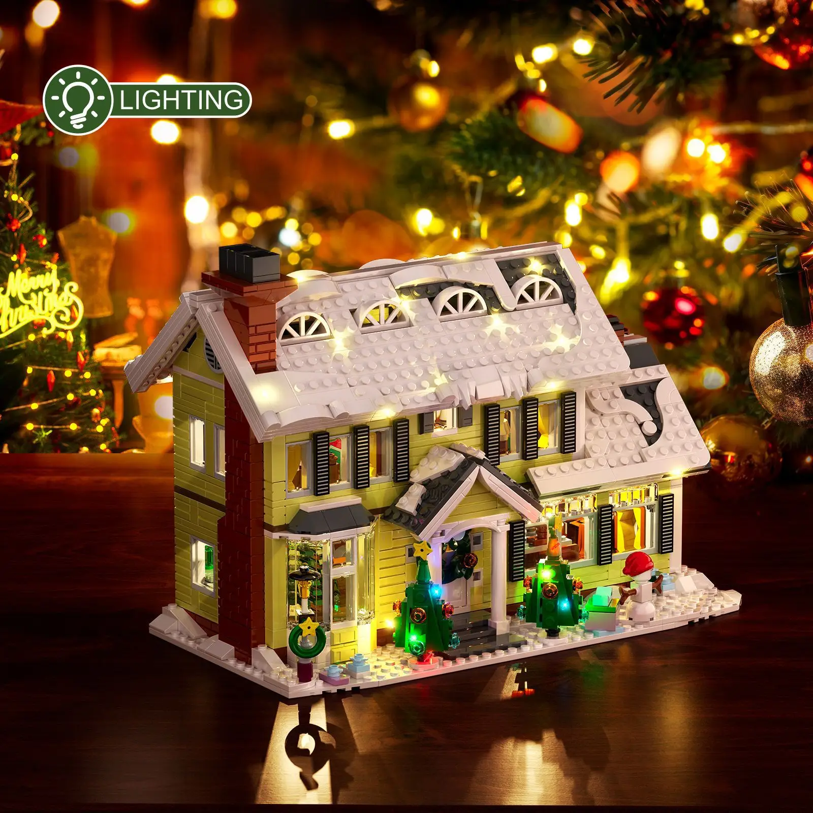 2024 New Year Christmas Tree Nutcracker Gingerbread House Snow Village Building Block Set Atmosphere Decorations Toys Kids Gifts