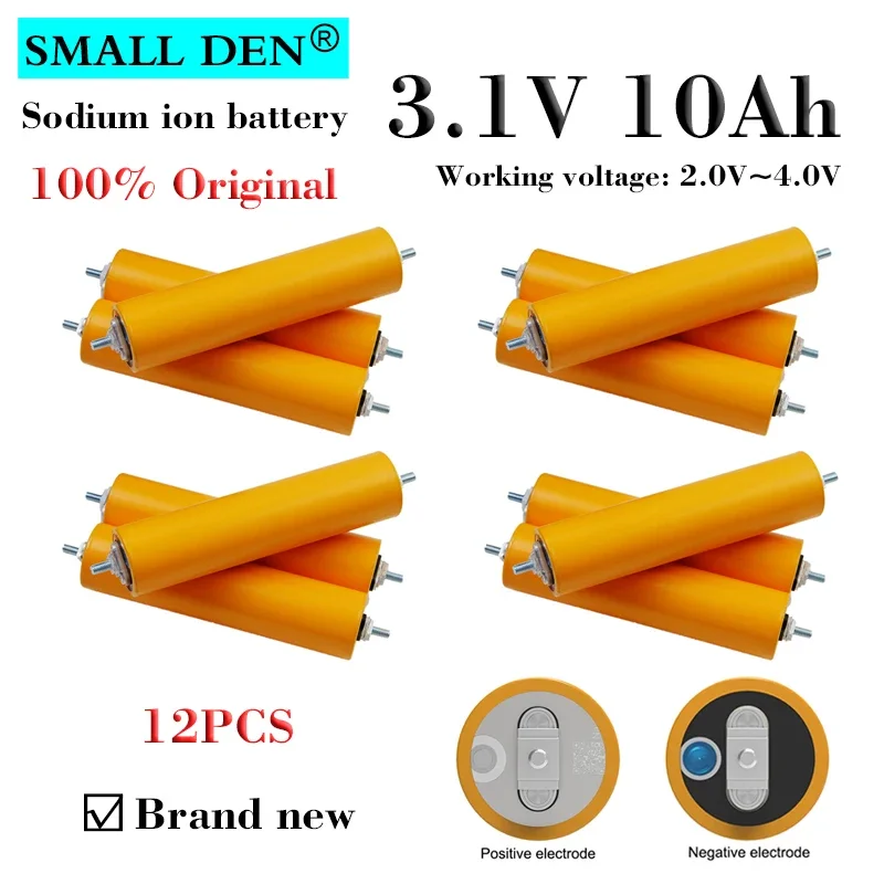 12PCS NEW 3.1V 10Ah Sodium ion Rechargeable battery Grade A 20C discharge DIY 12v 24v Electric tool Motorcycle scooter Inverter