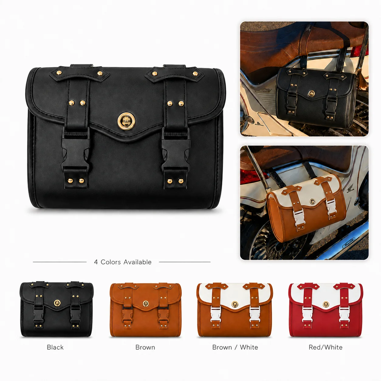 Universal Retro Motorcycle PU Leather Saddle Bag Splashproof Storage Tool Bag For Honda Cafe Racer Bobber Scooter