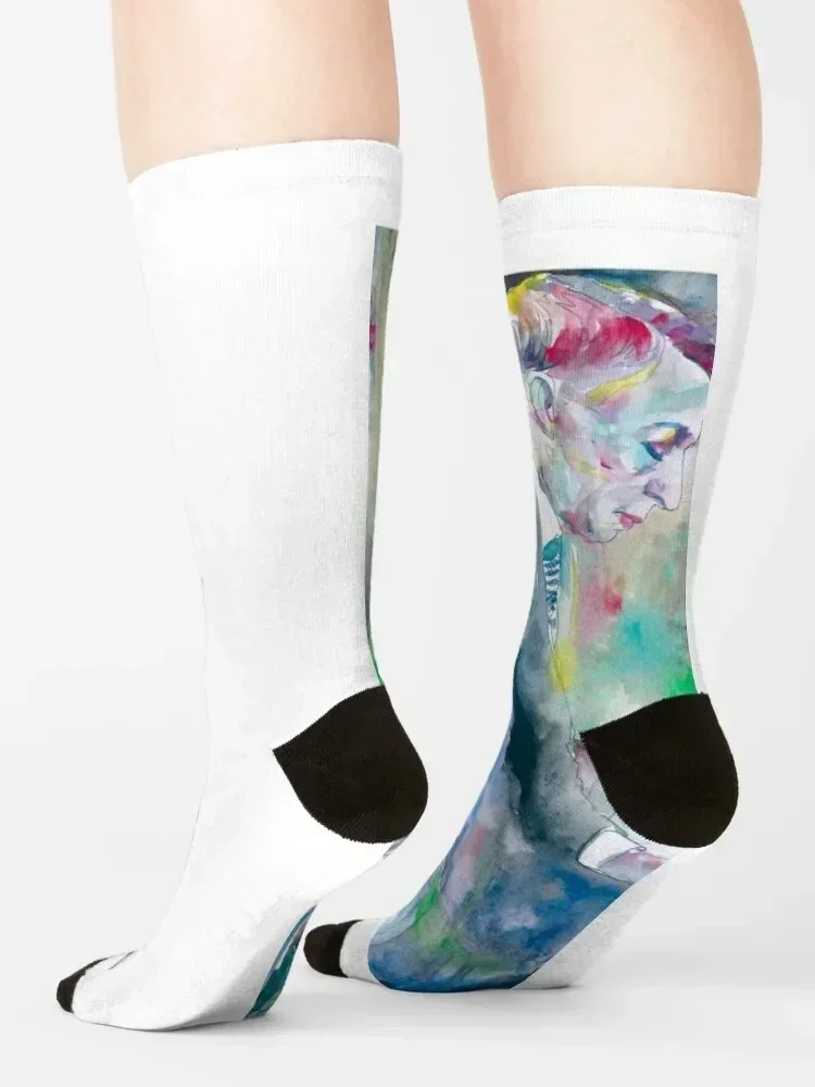 SERGEI RACHMANINOFF watercolor portrait .3 Socks Children's kids Stockings compression cycling Socks Ladies Men's