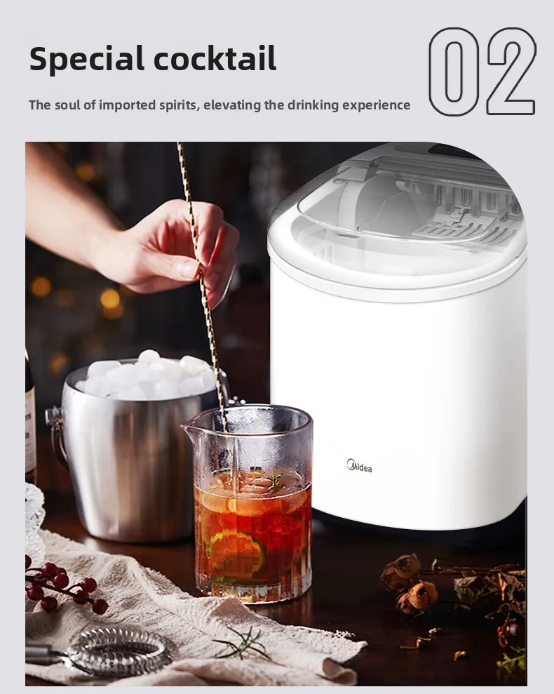 220V Midea Automatic Ice Maker Machine for Home Dormitory Commercial Use