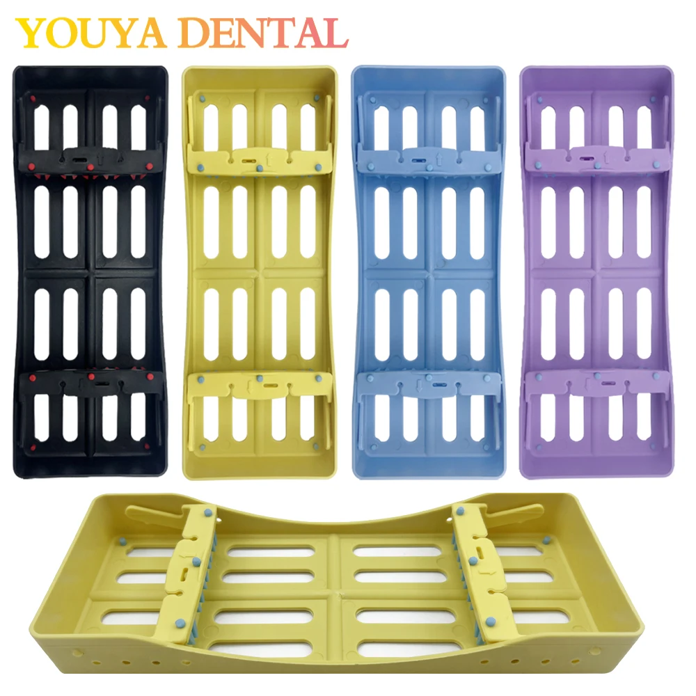 5 Slots Instrument Cassette Rack Plastic Disinfection Tray Tools Storage Autoclavable Dental Sterilization Box Holders Handles