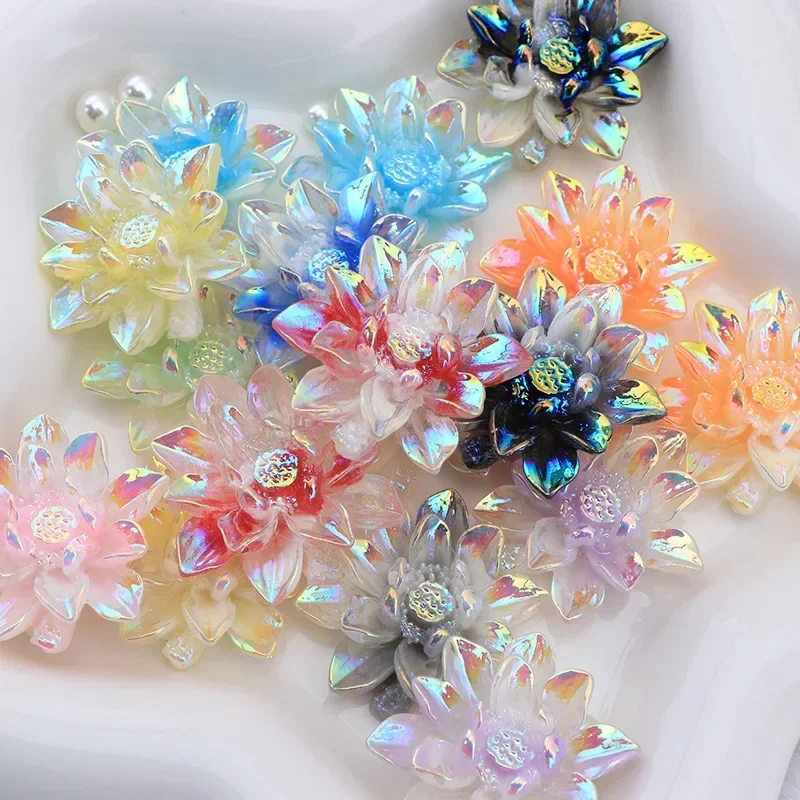 40MM Rainbow Dazzle Sunflower Flowers Resin DIY Handwork Hair Headwear Clothing Luggage Accessories Mobile Phone Decoratio
