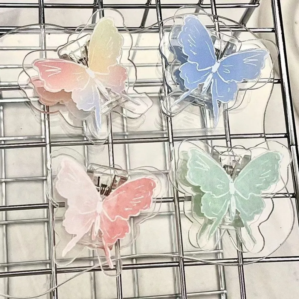 Mini Gradient Butterfly Acrylic Paper Clip Y2k Paperclip Cute PP Clip Bookmark Acrylic Cartoon Memo Clip Student