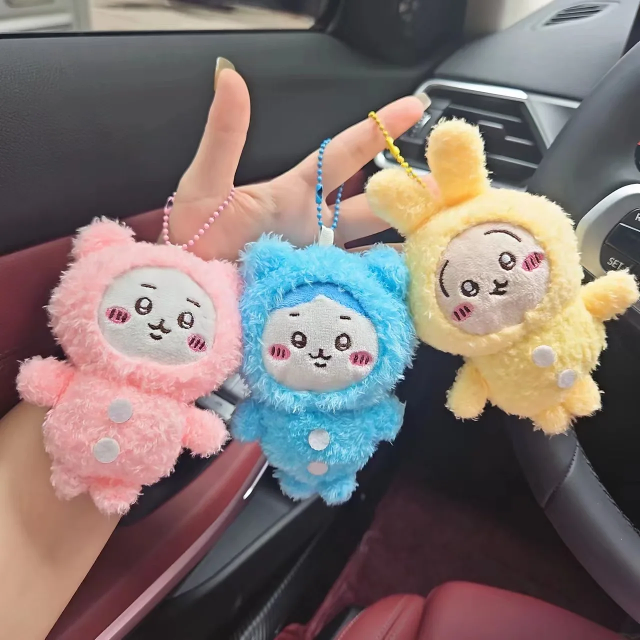 3-teiliges Set Chiikawa Cartoon Usagi Hachiware Usachi Weiche KAWAII Plüschpuppe Schlüsselanhänger Anhänger Spielzeug - Pyjama-Thema Geschenk auf Lager – Detail 7