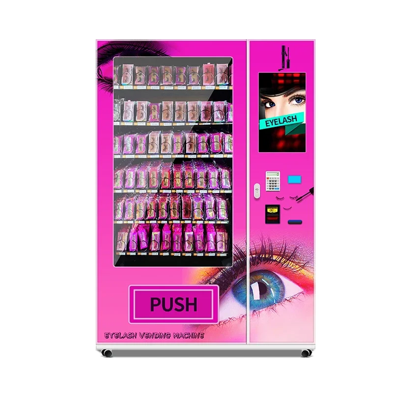 Hot Sell Touch Screen Vending Machines Eyelashes Lapbalm Eyeliners Vending Machine With Adjustable Trays