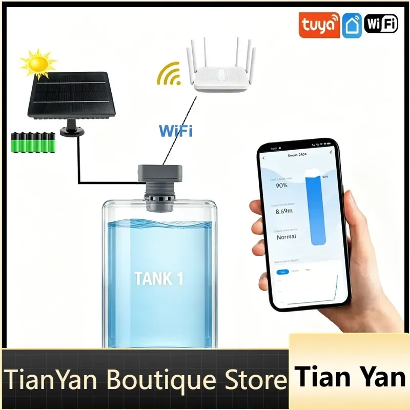 EE1 for TLC2404-WF-S Tuya WiFi Water Level Detection 40khz Ultrasonic Sensor 10m Probe Tank Storage Level Monitor