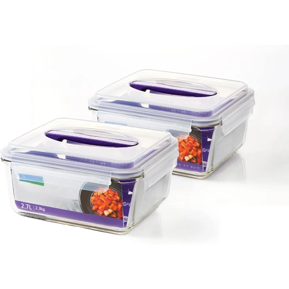 

91 Oz 2-large Capacity Box with Carrying Handle, Suitable for Microwaves, Dishwashers, Refrigerators, and Freezers