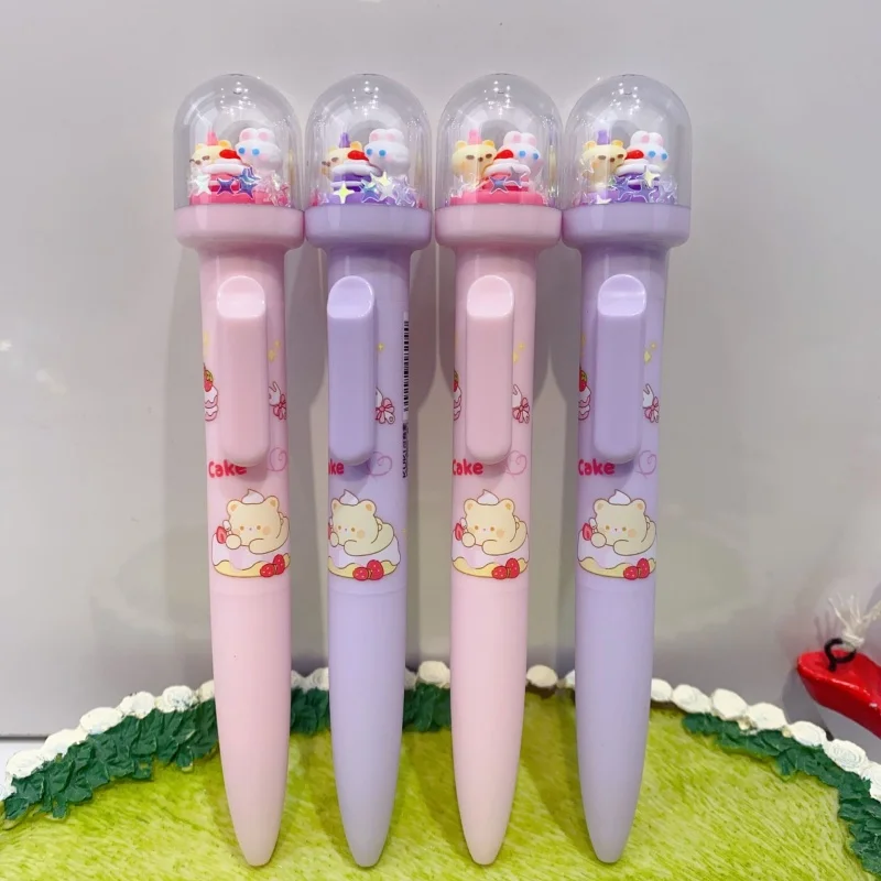 24pcs/lot Kawaii Rabbit Bear Press Gel Pen Cute 0.5mm Black Ink Neutral Pens Gift Stationery Office School Supplies