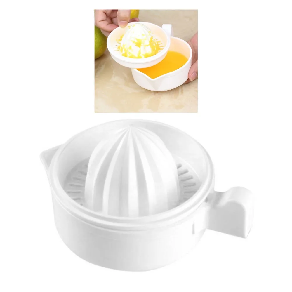 Portable Plastic Manual Citrus Juicer Double Layer Hand Operated Lemon Squeezer Easy Clean White Fruit Press Juice Making