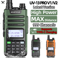 BaoFeng UV-13 PRO V1 V2 High Power Dual Band Walkie Talkie Type C Charger 16 KM Long Range UV13 Transceiver Ham Two Way Radio