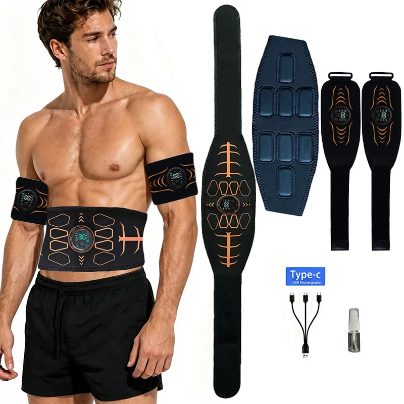 Smart Abs Trainer Muscle Toner Abdominal Toning Belt Body Shaping Massage USB Recharge Home Gym Workout Fitness Equipment Unisex