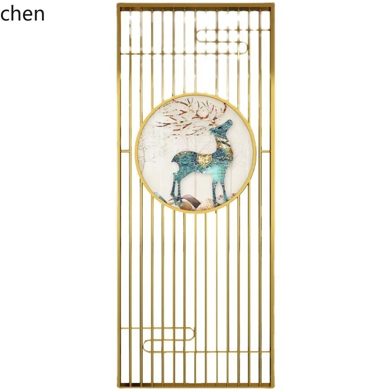 CZ Iron Art Screen Partition Living Room New Chinese Style Entrance Hallway Wall Bedroom Entrance Blocking Modern Minimalist
