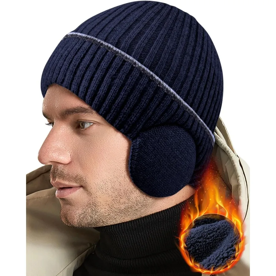 

Зимняя флисовая шапка BEACE, вязаные шапки с ушками для мужчин и женщин, теплые термочулки для улицы, холодной погоды