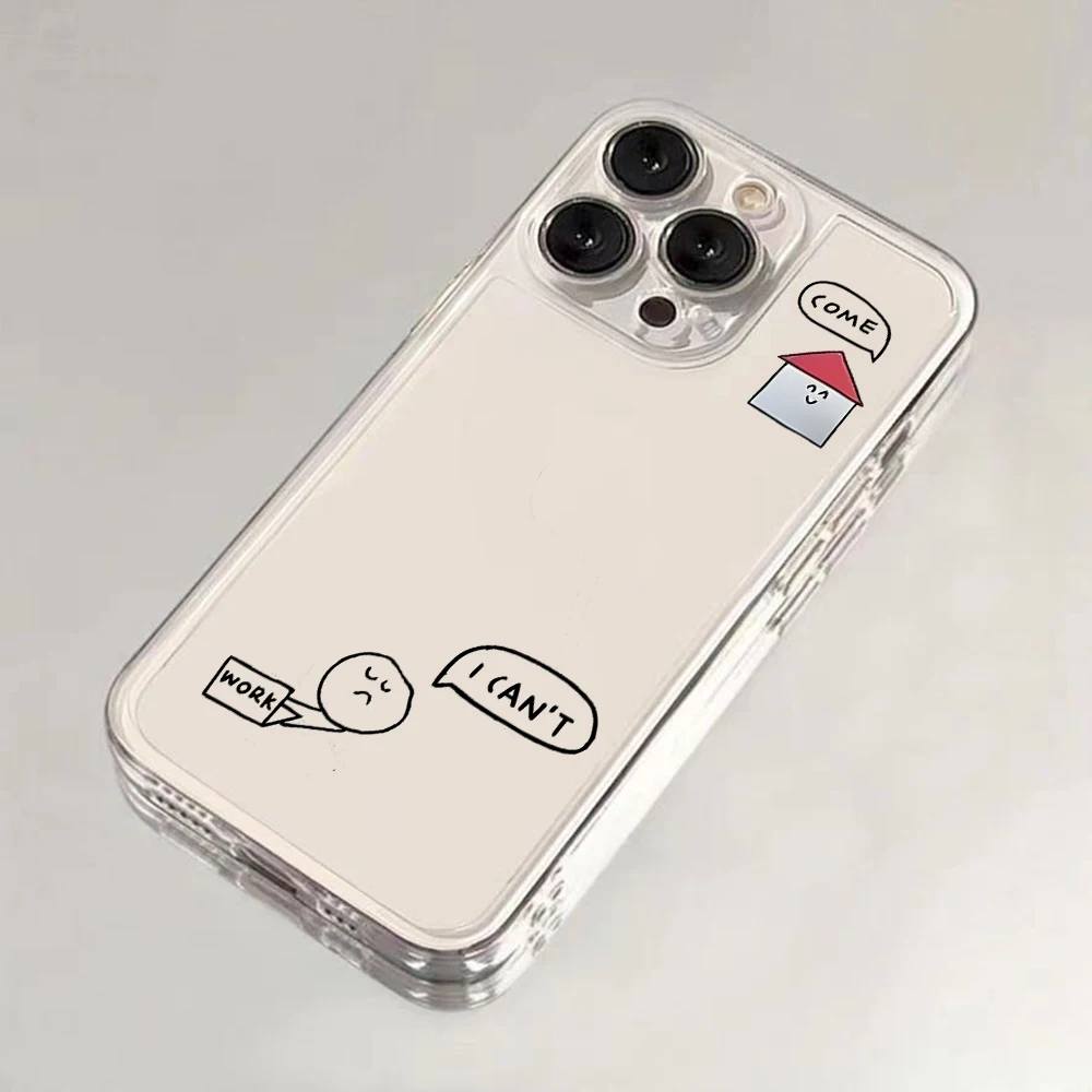 حافظة هاتف كارتونية لا تريد أن تذهب إلى المنزل للعمل لهاتف Tecno Spark Go 30C 10 Camon 40 Pova Pro itel S23 A70 4G 5G غطاء شفاف من البولي يوريثان الحراري #6