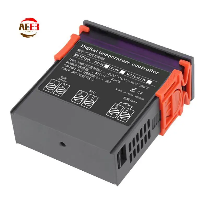 

Цифровой контроллер температуры AEE3-7016A 220В 30А с высокомощным термостатом для контроля нагрева и охлаждения, датчик NTC