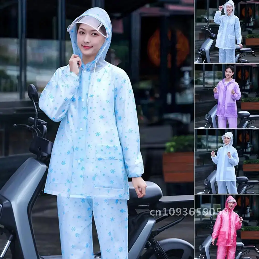

1 Set Raincoat Thickened Pockets Hooded Impermeable Rain Coat Removable for with Outdoor Face Shield