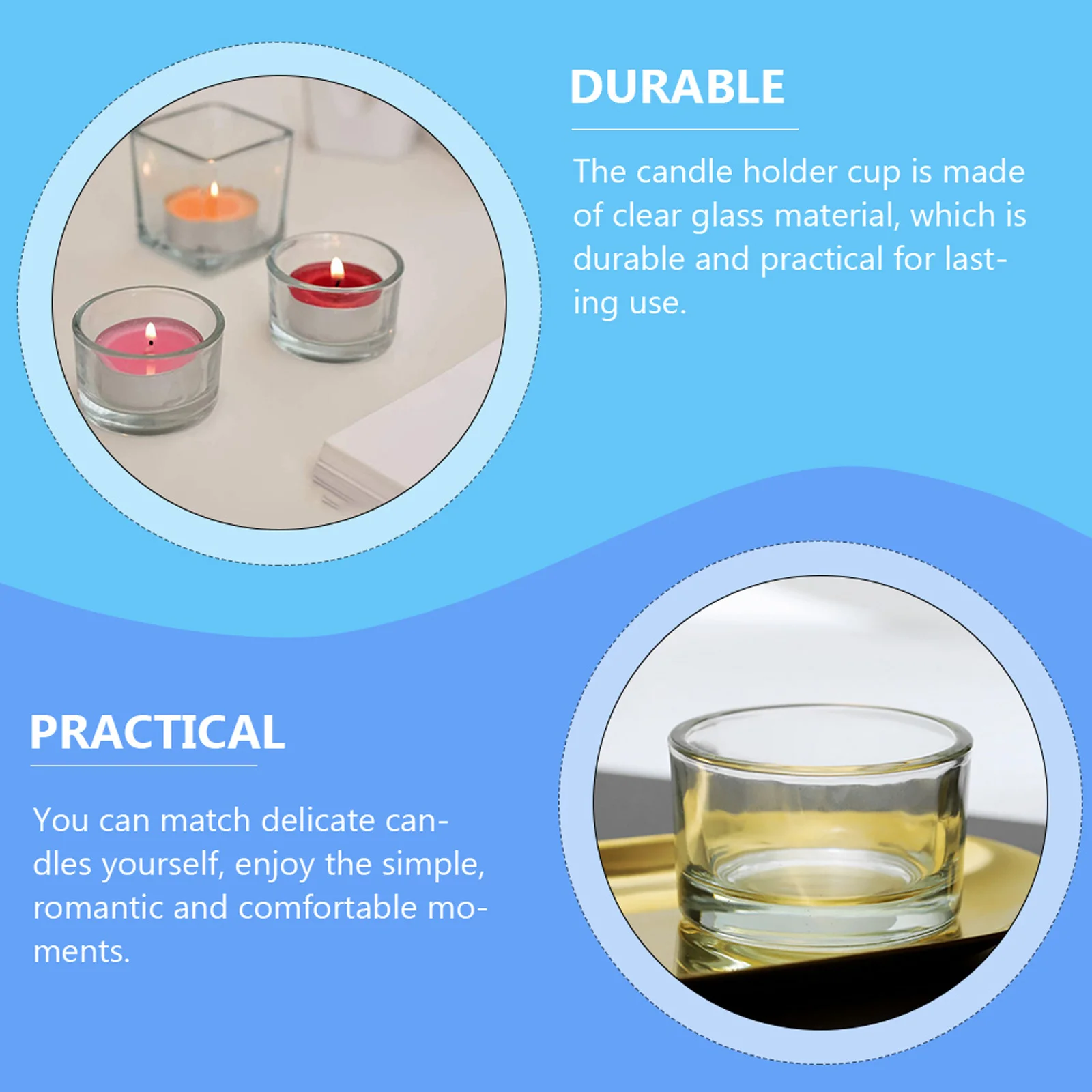 

12 Pcs Decoration Votive Holders Tea Light Tealight Flat Lights Candles Glass Cups Candleholders