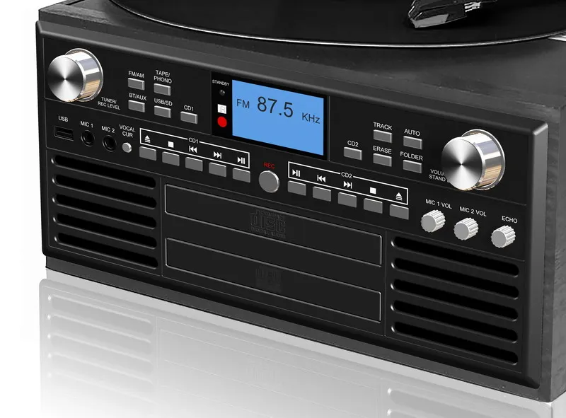 Turntable Record Player com CD Player e Gravador, China