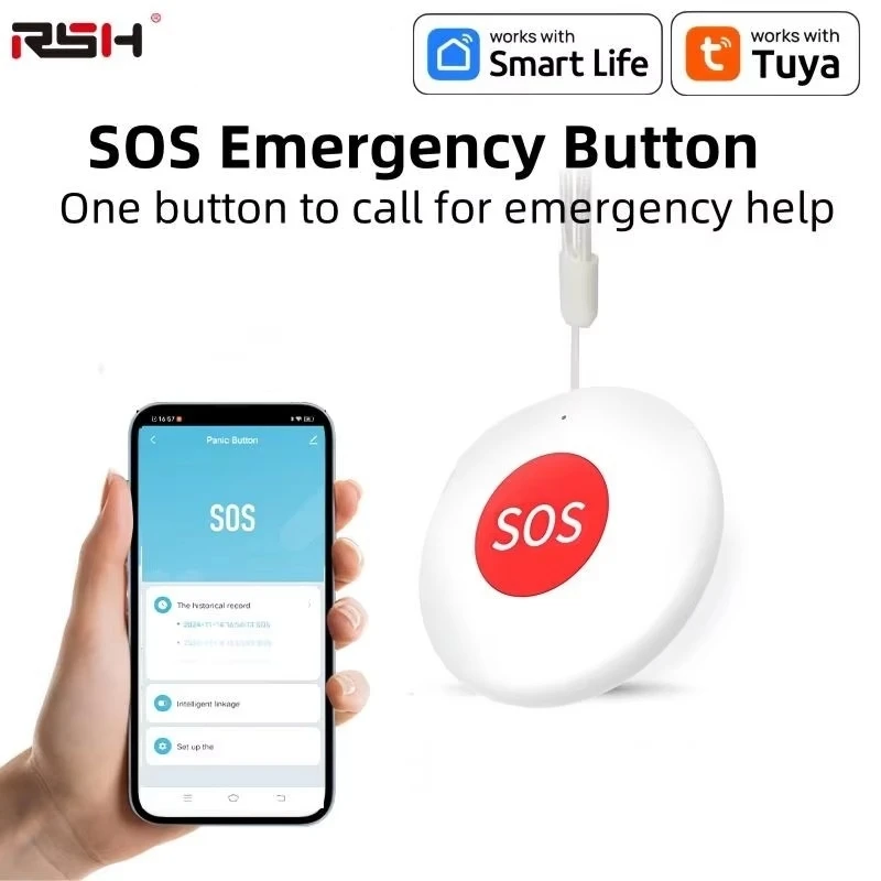 

Tuya Zigbee/WIFI SOS Кнопка вызова помощи с семейным приложением Аварийная сигнализация для пациентов, детей, пожилых людей с подвесной веревкой