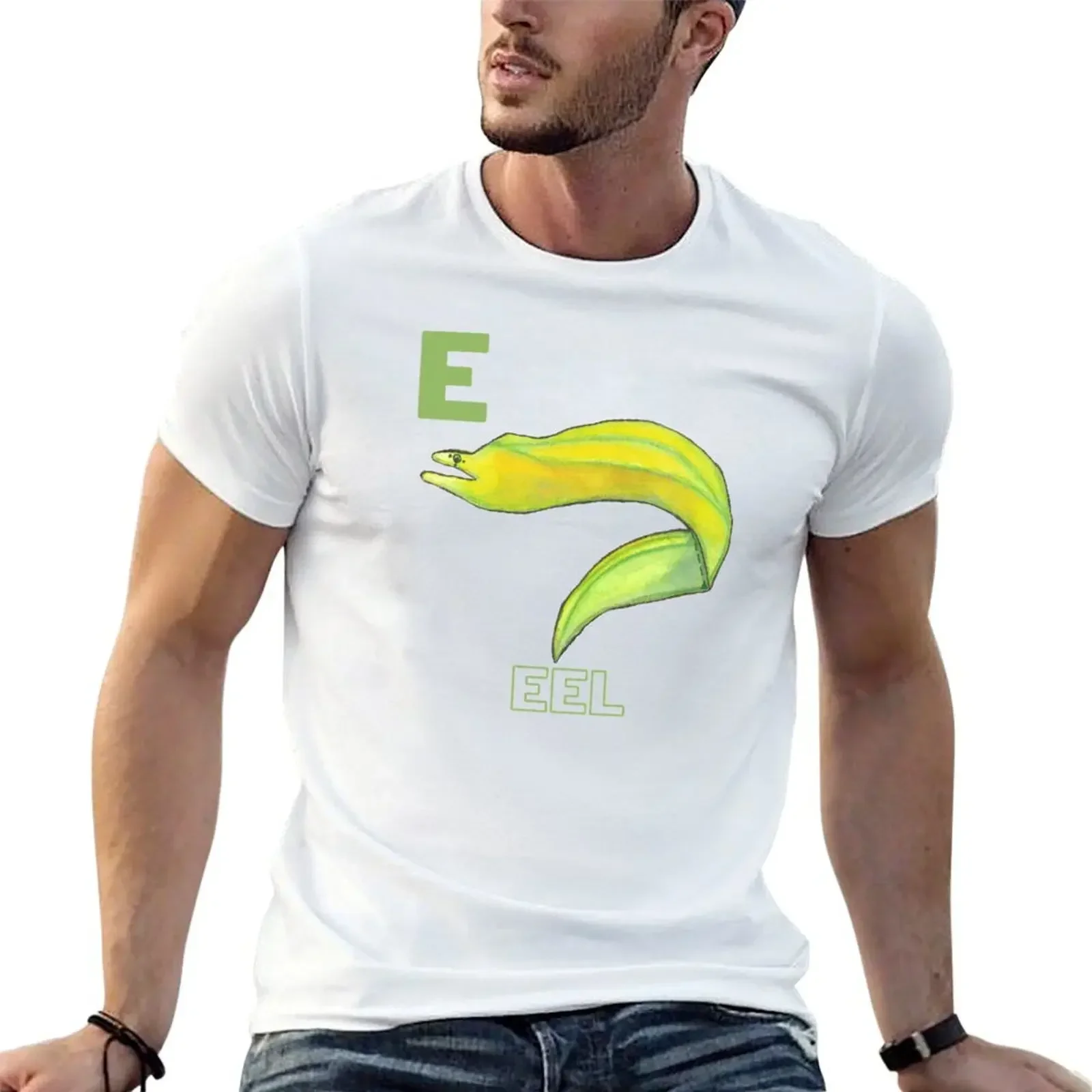 

Eel Starts with E Ocean Animals Alphabet Letter E T-Shirt plain vintage graphic tee cotton t shirt men